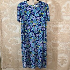 CLOSET CLEAROUT Maui Mamas Blue Floral Stretch Knit Dress